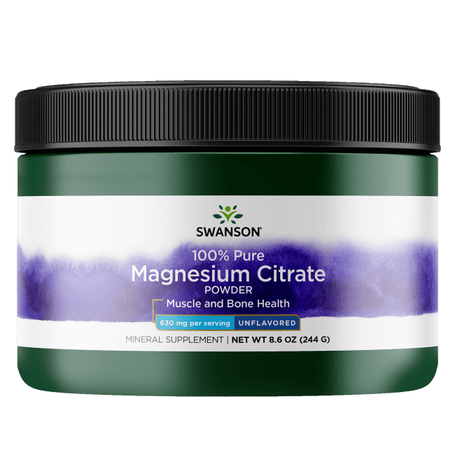 Swanson Magnesium Citrate Powder 100 Pure 630 mg 8.6 oz Powder