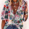 thumbnail image 2 of Blusa informal suelta con cuello en V y cremallera frontal para mujer Fridja ghj987+2150, 2 of 4