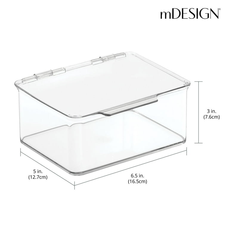 mDesign Plastic Cosmetic Storage Organizer Bin Box - 8 Sections - 2 Pack -  White