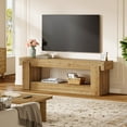 thumbnail image 6 of Finmind 63" Solid Wood TV Stand for Television up to 75", Farmhouse Entertainment Center with Storage Shelves, for Living Room, Bedroom, Rustic Brown, 6 of 9