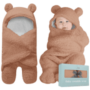 Bluemello Swaddle Blanket | Ultra-Soft Plush Essential for Infants 0-6 Months | Receiving Swaddling Wrap Brown | Ideal Newborn Registry and Toddler Boy Accessories | Perfect Baby Girl Shower Gift