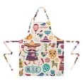 thumbnail image 2 of Colorful Mexican Elements Apron-Garden Aprons for Women with Pockets-Cotton Linen Waterproof Kitchen Cooking Gardening Aprons Adjustable for Kitchen,Cooking,BBQ and Salon 32"x27", 2 of 7