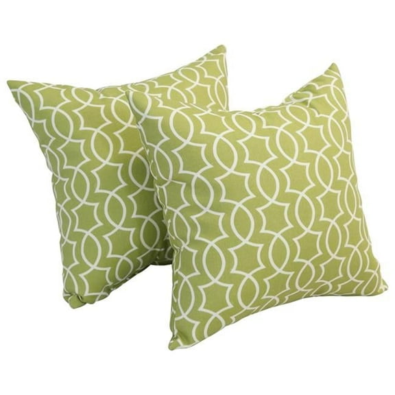 Blazing Needles 9910-S2-OD-192 17 in. Square Polyester Outdoor Throw Pillows, Titan Kiwi - Set of 2