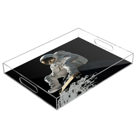 

Clear Acrylic Tray Water Cup Tray Teacup Jewelry Storage Tray for Serving and Home Decor Astronaut on The Moon