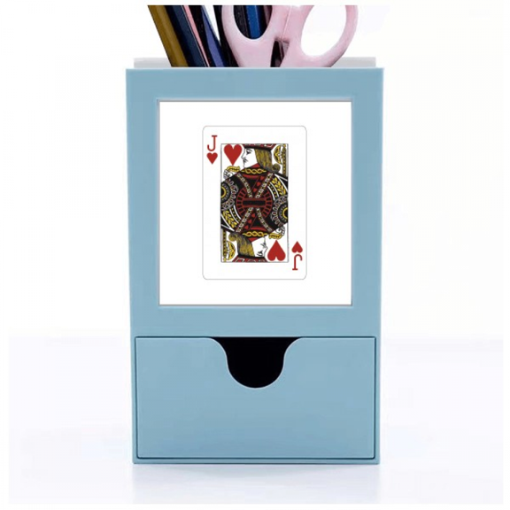 Heart J Playing Cards Pattern Desk Supplies Organizer Pen Holder Card