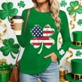 thumbnail image 3 of Craaazy Women's Casual St. Patrick's Day Long Sleeve Crewneck Loose Green Theme T-Shirts Gifts, 3 of 6
