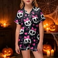 thumbnail image 2 of NIEWTR Girls' Pajamas Kids Toddler Summer Cartoon Print Short Sleeve Shorts Sleepwear Outfits Halloween Pajamas, 2 of 5
