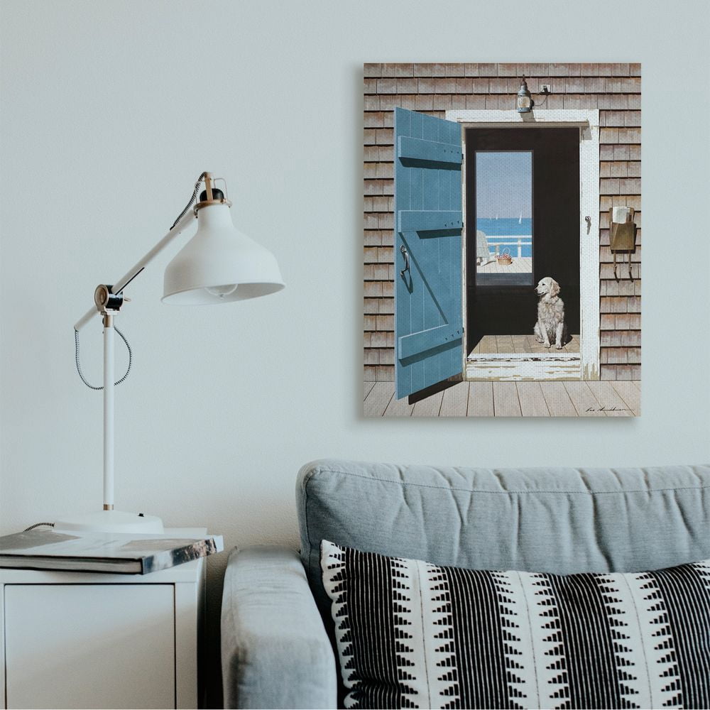 Stupell Industries Dog Between Doorways Calming Coastal Scene Canvas Wall Art Design by Zhen-Huan Lu, 30" x 40"