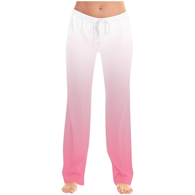 KIHOUT Sweatpants for Woman New Arrivals Fashion Gradient Printing Elastic Waist Drawstring Full Length Trousers with Pockets