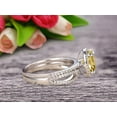 thumbnail image 4 of 10k White Gold 2.75 Carat 8x6mm Oval Cut Champagne Diamond Moissanite Engagement Rings With Twisted Wedding Band Diamonds Halo Design, 4 of 5