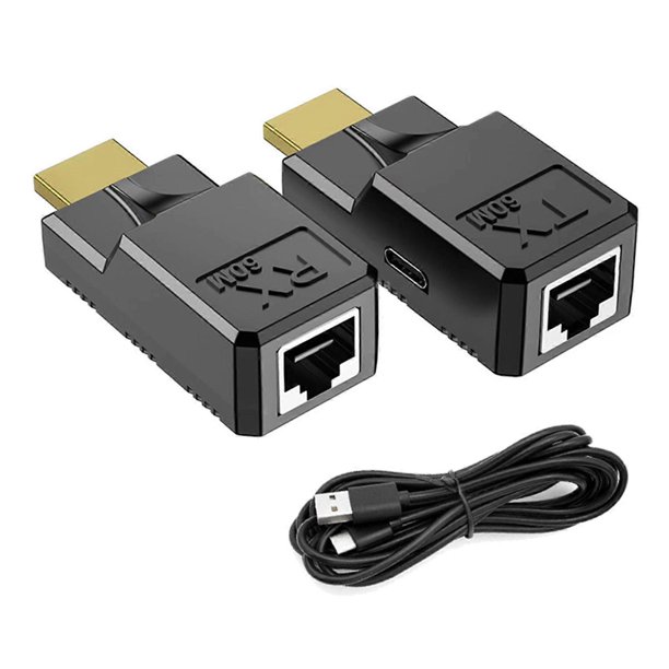 60M HDMI-compatible to RJ45 Adapter 1080p HDMI-compatible to Ethernet Networks Cable Extender Converter