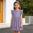 thumbnail image 2 of Weebloom Girl Dresses Lace Hollow Out Summer Dress Sleeveless Party Gown With Flutter Sleeves Toddler Kids Purple Girls Sundress, 2 of 4