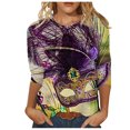 thumbnail image 2 of Jsaierl Mardi Gras Shirts for Women Carnival Outfit Mask Graphic Tee Plus Size Tunic 3/4 Sleeve Parade Blouse Gifts, 2 of 5