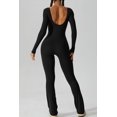 thumbnail image 3 of Womens Sexy Open Back Long Sleeve Flared Bottom Pants Romper Bodycon Jumpsuit, 3 of 6