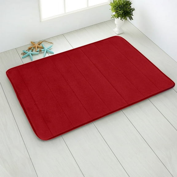Namzi Bathroom Rug Mat , Non-Slip Plush Shaggy Bath Carpet, Machine Wash Dry, Bath Mats for Bathroom Floor, Tub and Shower, Bathroom Runner Bathmat Accessories Decor, Red D,16*26inch