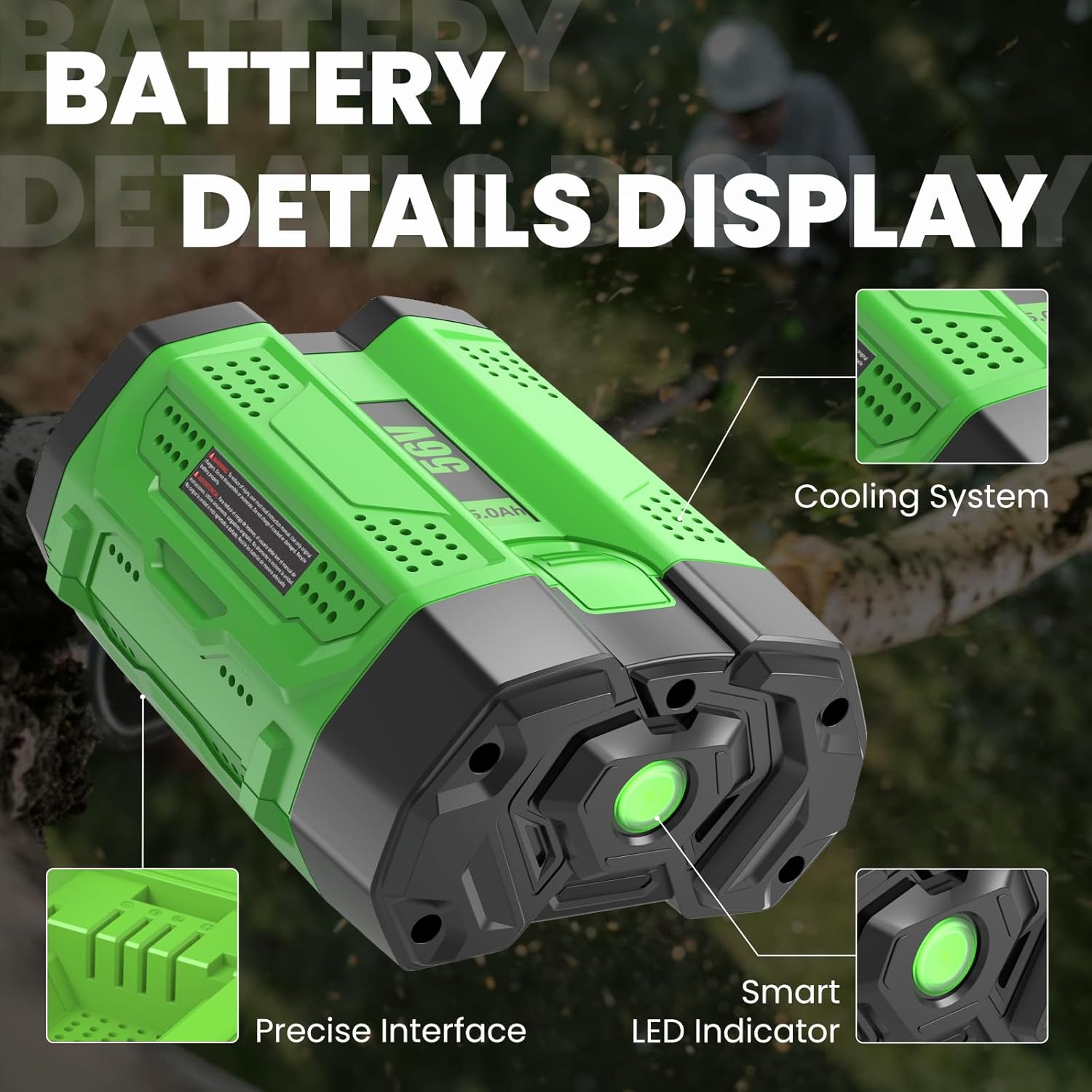 2 Packs 56V 5000mAh Replacement for EGO 56 Volt Lithium Battery 5.0Ah Compatible with 56 Volt Power+ Tools BA2800 BA4200 CS1604 CS1804 CS1403 HT2400 LB6504 LB5804 LB6500 LB4800 PH1400 Power Tools