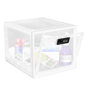 Locbbie Lockable Storage Box, 12.6L Clear Plastic with Combination Lock
