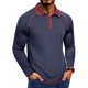 thumbnail image 1 of Blusa y camisa de manga larga con cuello vuelto para hombre, color liso, informal, a la moda, con botones, de poliéster, 1 of 3