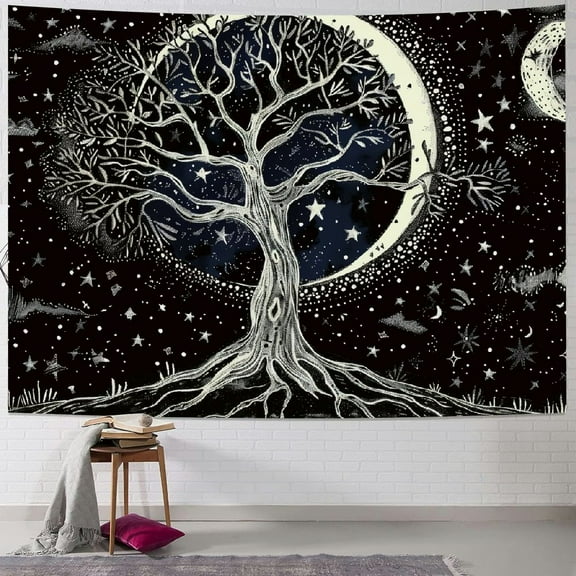 Creowell  Tree of Life Tapestry,Galaxy Space Tapestries Aesthetic Psychedelic Wall Hanging decor for Living Room Bedroom  40x30inch