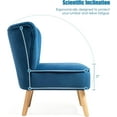 thumbnail image 3 of RONG-3 Velvet Accent Chair, Modern Armless Accent Chair w/Solid Rubber Wood Legs, Upholstered Side Chair Club Sofa Chair Slipper Chair for Living Room Bedroom (Blue), 3 of 7