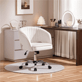 thumbnail image 2 of Alden Design Adjustable Tufted Velvet Office Chair with Barrel Back for Home Office, Cream, 2 of 10
