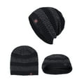 thumbnail image 3 of ZQUUVOU Men's Striped Slouch Beanie Winter Fall Warm Skull Cap Hat Oversize Beanie Knit Crochet Cap for Cold Weather Black B, 3 of 4