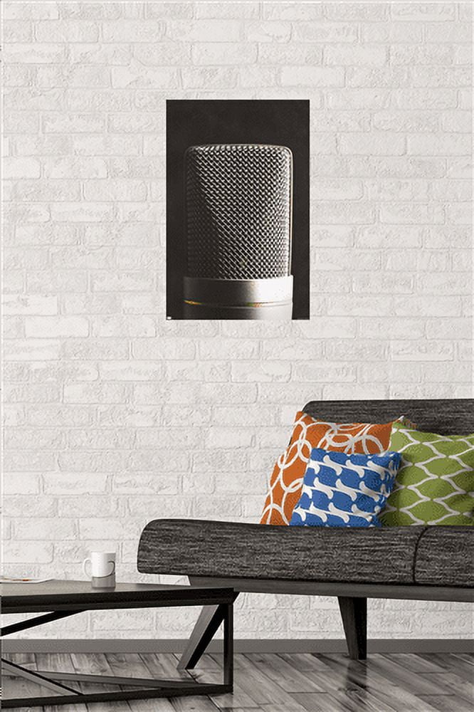Tom Quartermaine - Retro Microphone Wall Poster, 14.725" x 22.375"