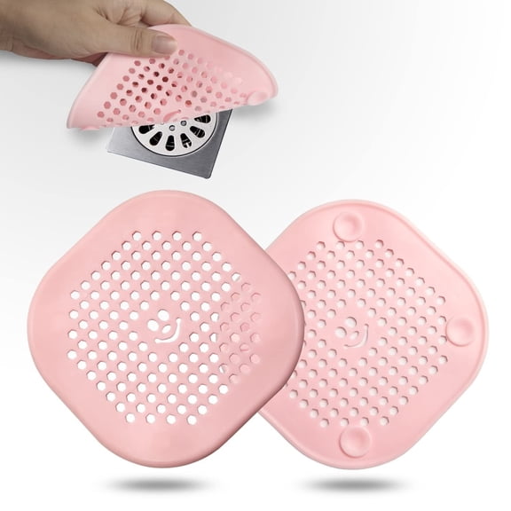2 Pack Silicone Drain Hair Catcher, Drain Protector Hair Stopper Cover for Shower, Bathtub & Kitchen Sink, Pink Bathroom Accessory