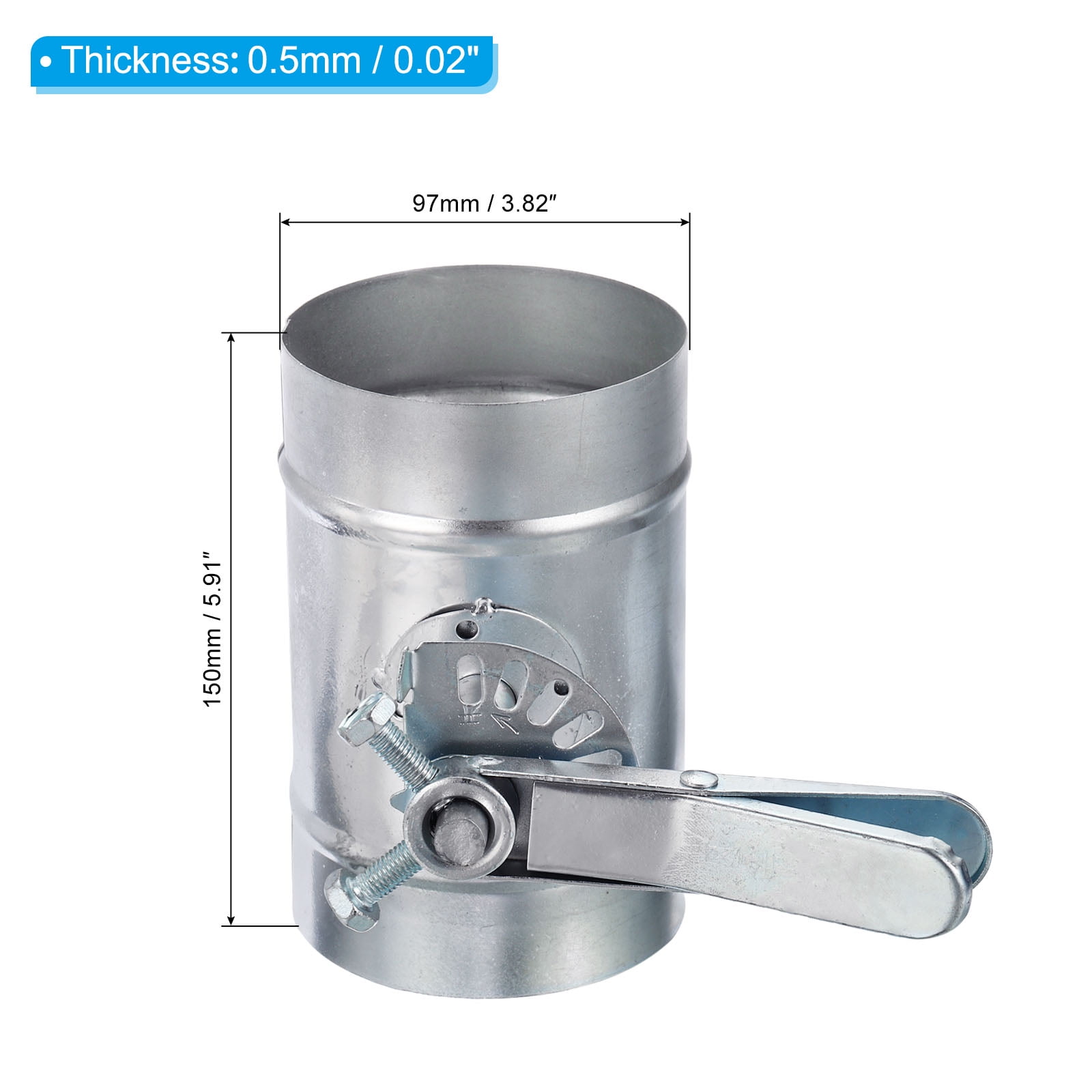 Uxcell 4" HVAC Duct Manual Volume Damper with Sleeve Airflow Backdraft Damper