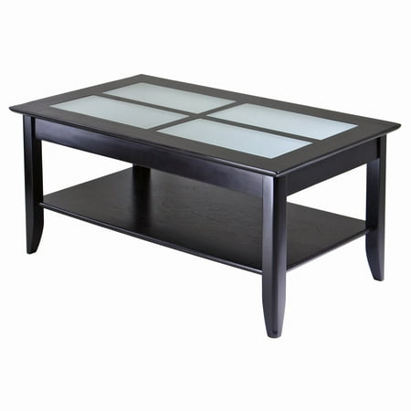 Winsome Wood Syrah Coffee Table with Frosted Glass, Espresso