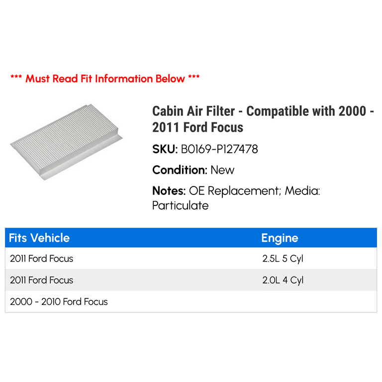 2011 ford focus cabin air filter deals