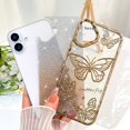 thumbnail image 3 of Compatible con iPhone 16, linda funda 3D de mariposa con purpurina brillante, carcasa de lujo para mujeres y niñas, protección para cámara, parachoques de 6.1 pulgadas, color rosa., 3 of 6