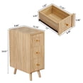 thumbnail image 3 of WIRRYTOR Modern Rounded Corner Narrow Nightstand with 3 Drawers, Slim Bedside Table with Tapered Legs, Natural Accent End Table, 3 of 9