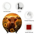 thumbnail image 4 of Picia Vintage Sunflower Cow B Pattern Bone China Decorative Plate – Wall Decor with Stand and Adhesive, Elegant Ornament for Living Room, Office, or Entryway-10in, 4 of 6