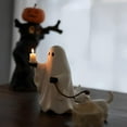 thumbnail image 4 of Dserhfy Ghost Pup Candle Holder Cute White Ghost Walking Dog Candlestick Resin Tabletop Figurine for Halloween Home Shelf Desk Decor, 4 of 7