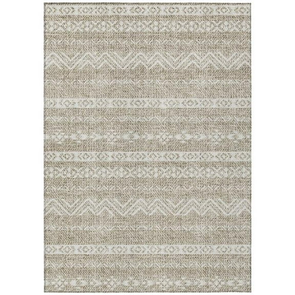 HomeRoots 587509 8 x 10 ft. Southwestern Washable Indoor & Outdoor Rectangle Area Rug, Beige & Ivory