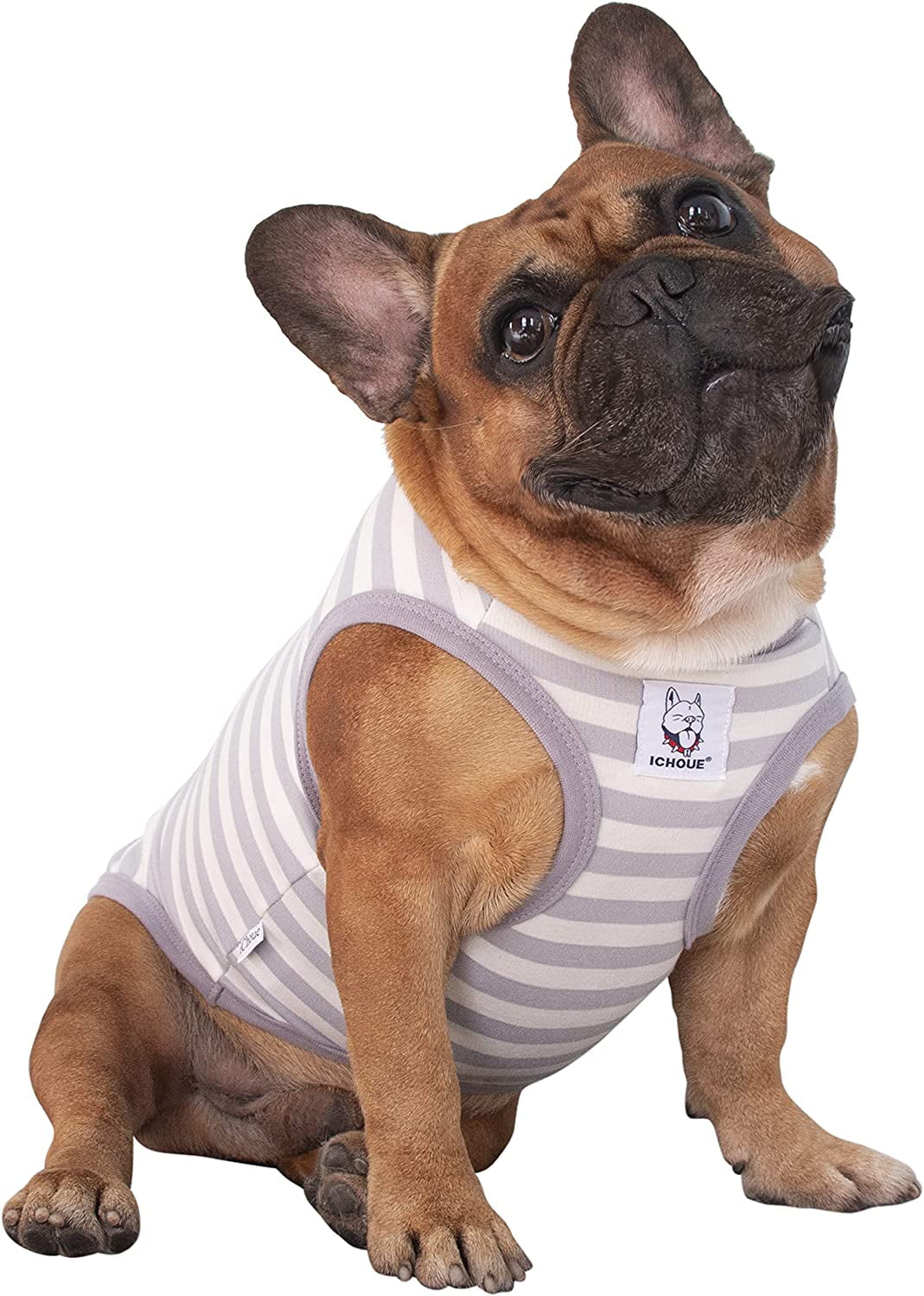 iChoue 100% Cotton Striped Dog Shirts Tank Top Vest Clothes for Medium Dogs 