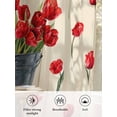 thumbnail image 6 of Sheer Curtains 96 Inches Long 2 Panels Set for Living Room, Red Tulip Flowers Semi Sheer Curtains for Windows, Spring Floral Vintage Drum Country Yellow Voile Window Treatments Rod Pocket Curtain, 6 of 7