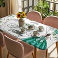 thumbnail image 3 of Happy Birthday Table Cloths for 3 Foot Rectangle Tables, Green Luxury Dress Crown Carriage Flowers Patio Waterproof Elastic Fitted Tablecloths, Washable Rectangular Table Cover for Camping, 3 of 8