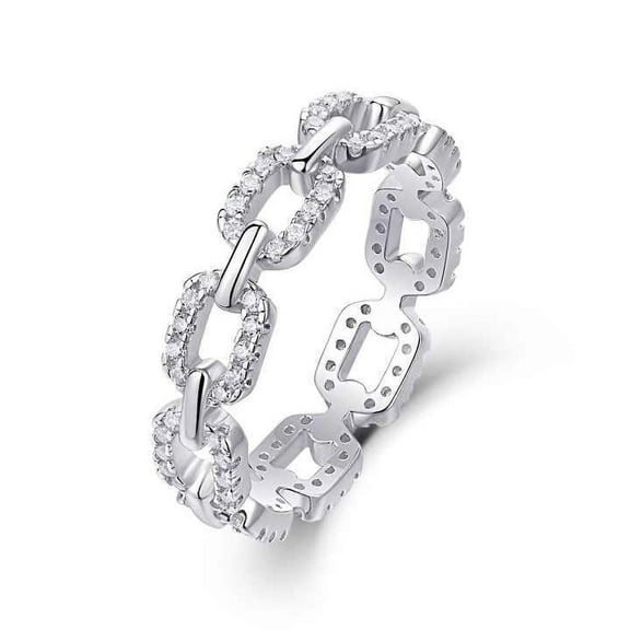 Twist Chain Full Eternity Women's Wedding Ring 1.9 Ct Diamond 14K White Gold Over