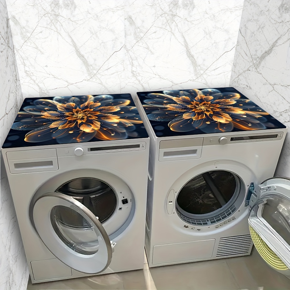 1pc 20in×24in/24in×24in, Flower Pattern, Washer And Dryer Top Protection Mat, Washing Machine Dust Cover Mat, Kitchen Accessories, Non-Slip, For Laundry Bathroom Home Decor, Room Decor