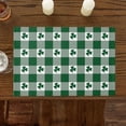 thumbnail image 2 of Placemats Set of 6, St Patrick''s Day Spring Clover Green White Check Lattice Washable Burlap & Cotton Placemats for Kitchen Dining Table Holiday Home Decoration, 2 of 6