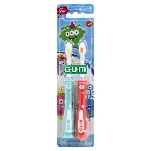 Sunstar 901B Gum Monsterz Kids Age 2+ Toothbrush, Soft, 2 Ea/3 Pack