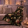 thumbnail image 6 of Dark Botanical Peonies Pumpkins Sofa Vintage Floral, Cozy Botanical Garden Scene, Warm Flannel Blanket for Sunroom and Reading Nook, Garden Lovers Thanksgiving Gift, Botanical Home Decor, 6 of 9
