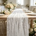 thumbnail image 5 of 70x200cm Sheer Mesh Table Runner with Gold Foil - European-Style Dining Table Decor for Weddings, Birthday Parties, Gatherings, Events - Polyester Decorative Tablecloth, 5 of 5