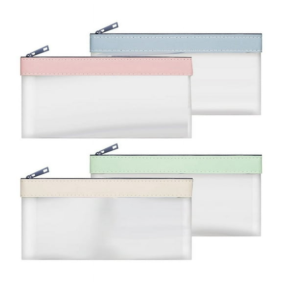 4 Pieces Money Bags with Zipper, Cash Envelopes,Money Pouch, Bank Bag