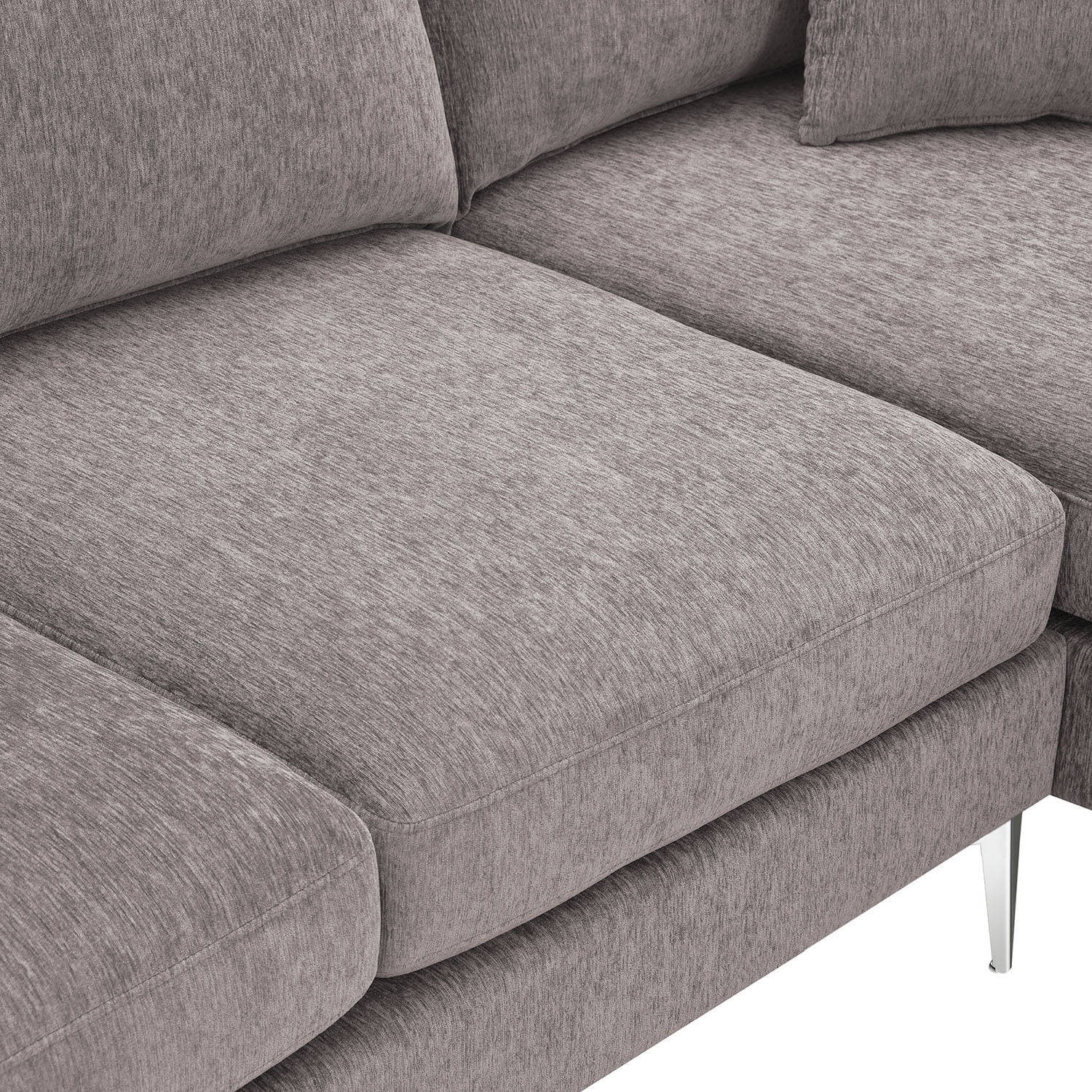 Kadyn 84 " Convertible Sectional Sofa, Modern Chenille L-Shaped Sofa Couch with Reversible Chaise Lounge and Pillows , Fabric Sofa for Living Room, Grey