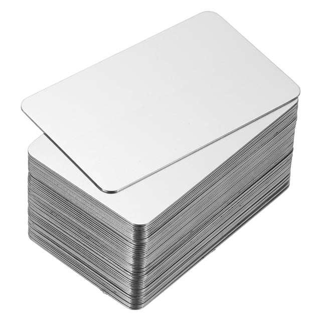 0.8mm Stainless Steel Metal Business Cards, 50 Pack Blank Name Card, Silver