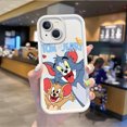 thumbnail image 3 of Funda de teléfono con dibujos animados Happy Tom y Jerry para iPhone, fundas suaves antideslizantes para iPhone 15, 14, 13, 12, 11 Pro Max, 15, 14 Plus, X, XS Max, 8, 7, 6, 3 of 5
