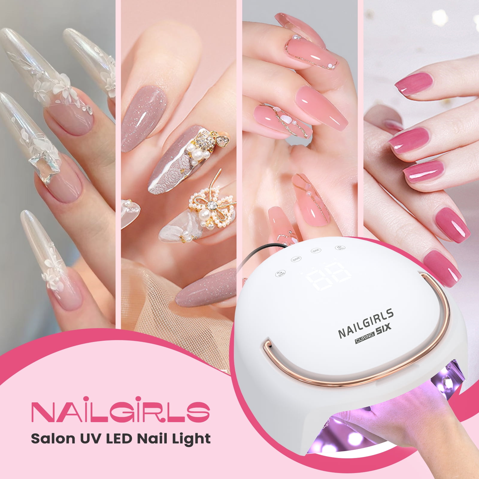 NAILGIRLS Professional Nail Lamp 60W Salon UV Nail Lamp- Fast Curing, UV Light for Gel Nails wiht 4 Timer Setting for Salon Manicures & Pedicures